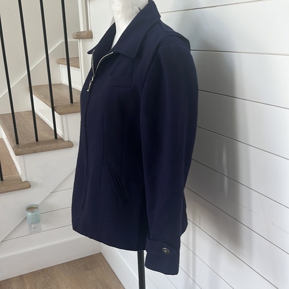 Vintage International Scene Wool Zip Jacket Navy‎ Blue Russia Women's Small - Picture 5 of 12